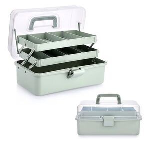Sage Green Multi-Tier Small Parts Organizer with Clear Lid
